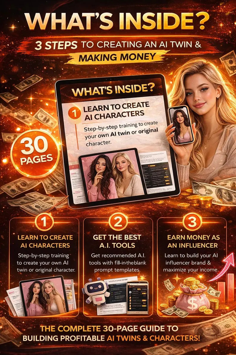 AI Influencer Guide | Create & Monetize Your AI Twin (Canva, PLR)
