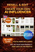AI Influencer Guide | Create & Monetize Your AI Twin (Canva, PLR)