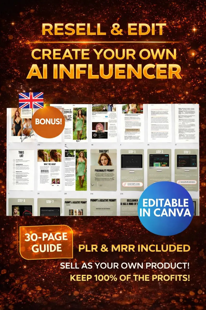 AI Influencer Guide | Create & Monetize Your AI Twin (Canva, PLR)