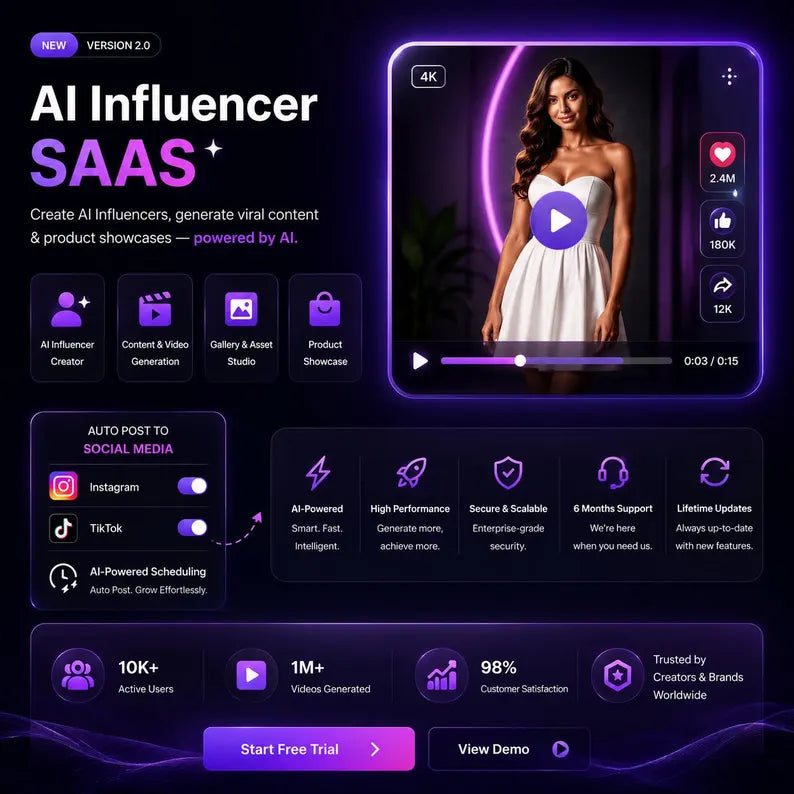 AI Influencer SaaS Platform | Viral Reels, AI Video Generator, Auto Poster